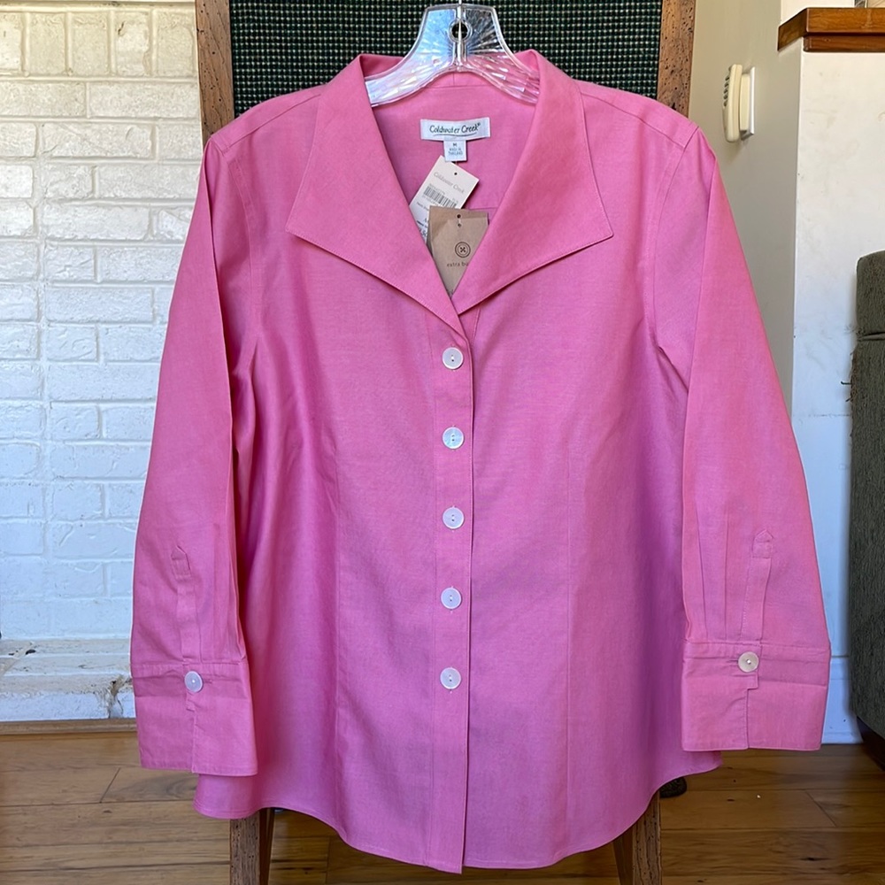 NWT Coldwater Creek pink cotton blouse